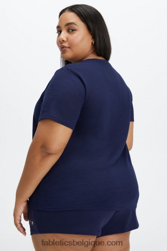 t-shirt classique femmes Fabletics 404P0T2022 bleu marine profond/club athlétique