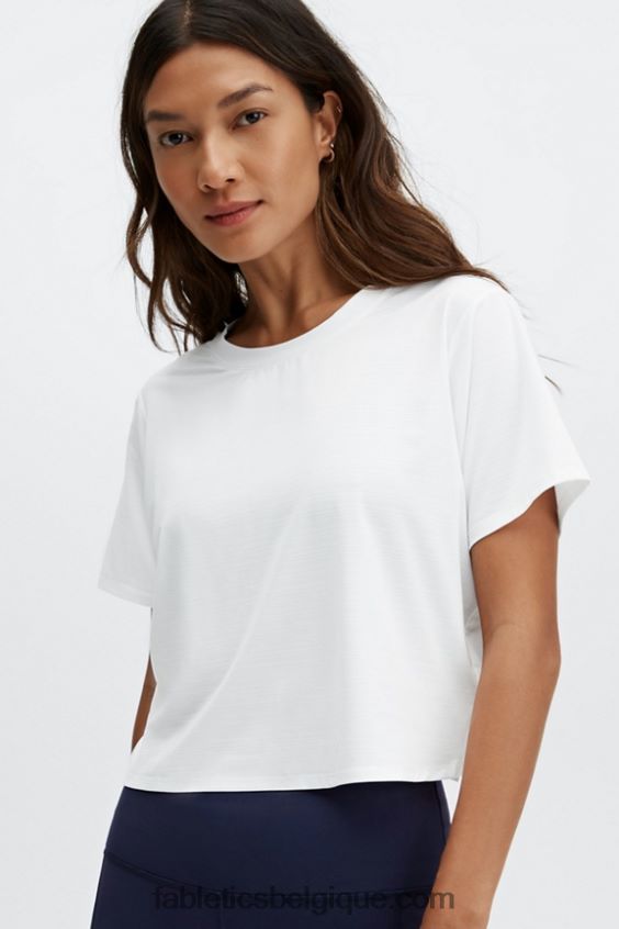 t-shirt écoresponsable à manches courtes et dos torsadé femmes Fabletics 404P0T2049 blanc