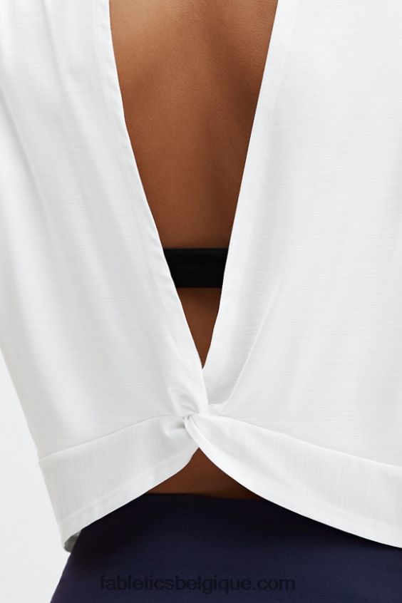t-shirt écoresponsable à manches courtes et dos torsadé femmes Fabletics 404P0T2049 blanc