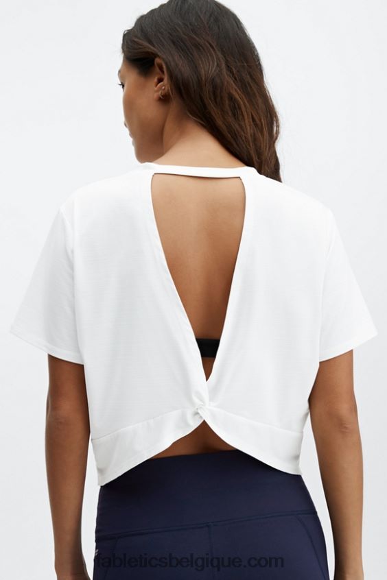 t-shirt écoresponsable à manches courtes et dos torsadé femmes Fabletics 404P0T2049 blanc