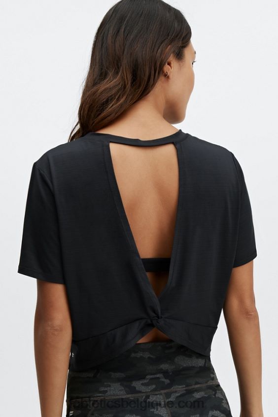 t-shirt écoresponsable à manches courtes et dos torsadé femmes Fabletics 404P0T2050 noir