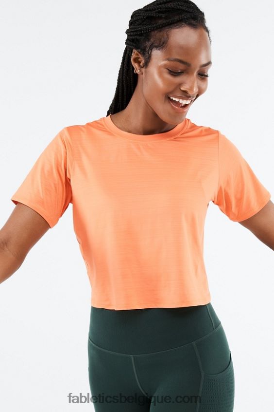 t-shirt écoresponsable à manches courtes et dos torsadé femmes Fabletics 404P0T2052 explosion d\'orange