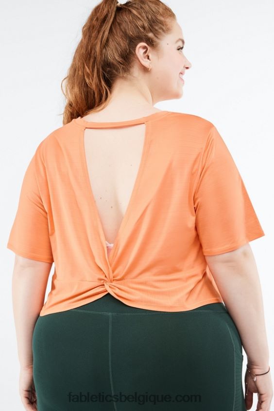 t-shirt écoresponsable à manches courtes et dos torsadé femmes Fabletics 404P0T2053 explosion d'orange