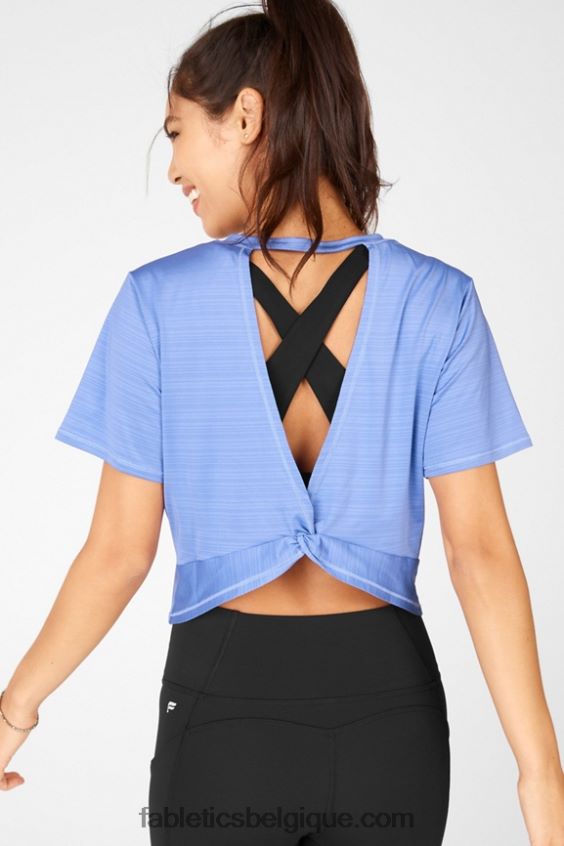 t-shirt écoresponsable à manches courtes et dos torsadé femmes Fabletics 404P0T2096 côte d'azur