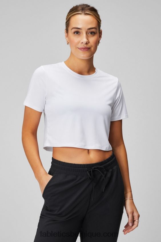 t-shirt court à manches courtes dry-flex femmes Fabletics 404P0T1967 blanc classique