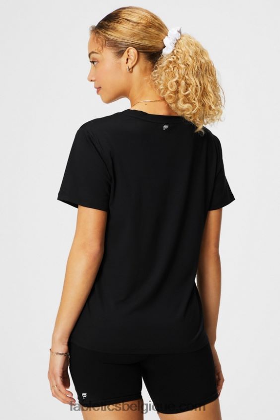 t-shirt manches courtes col v dry-flex femmes Fabletics 404P0T1959 noir