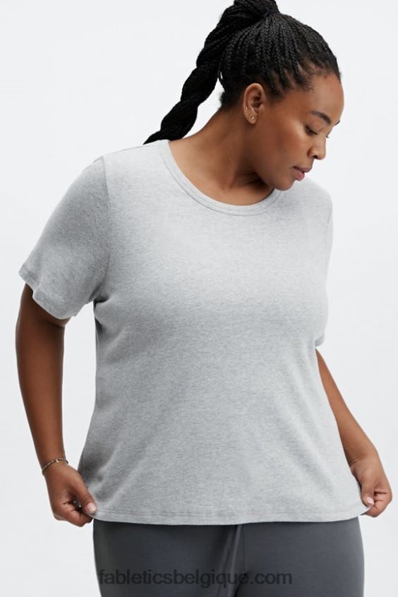 t-shirt à manches courtes tinsley femmes Fabletics 404P0T2073 gris clair chiné
