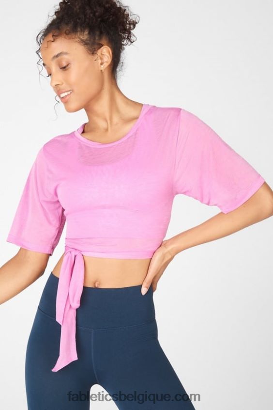 t-shirt à nouer à manches courtes ryan femmes Fabletics 404P0T2059 lilas brumeux