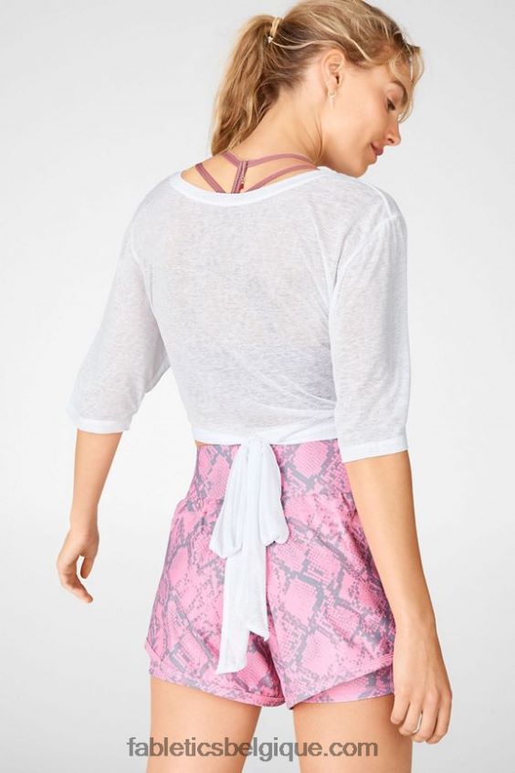 t-shirt à nouer à manches courtes ryan femmes Fabletics 404P0T2062 blanc