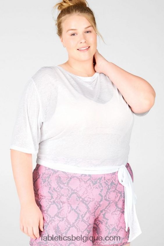 t-shirt à nouer à manches courtes ryan femmes Fabletics 404P0T2063 blanc