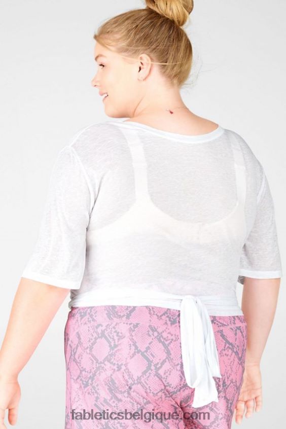 t-shirt à nouer à manches courtes ryan femmes Fabletics 404P0T2063 blanc
