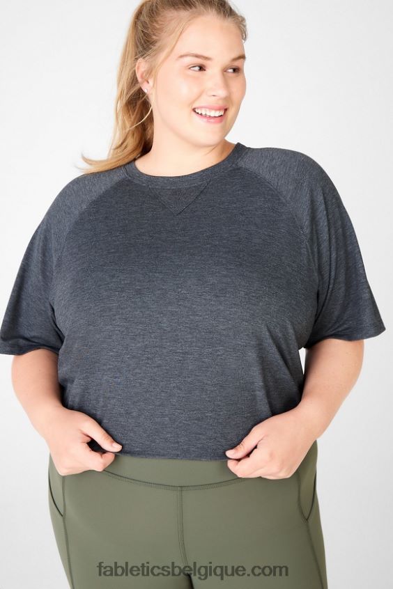 t-shirt raglan à manches courtes loveday femmes Fabletics 404P0T2106 bruyère noire