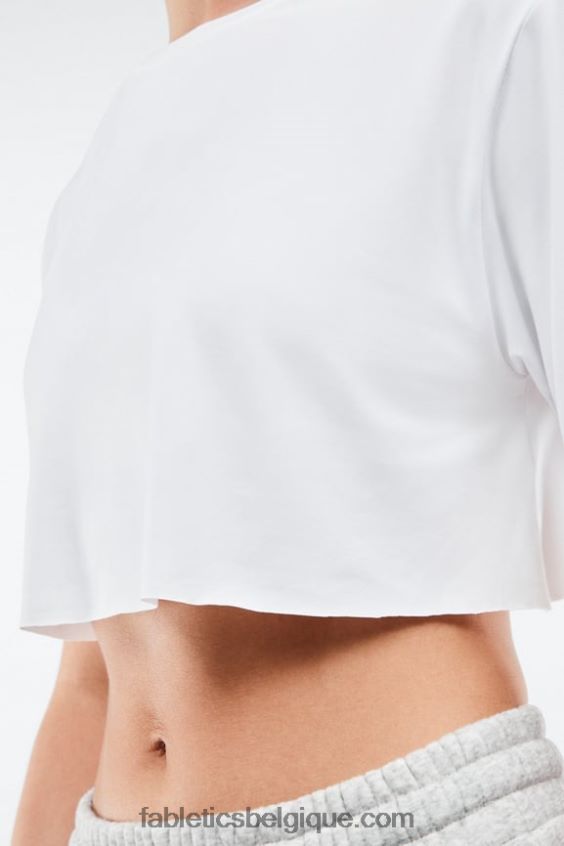 t-shirt ultra-court à manches courtes dry-flex femmes Fabletics 404P0T1954 blanc