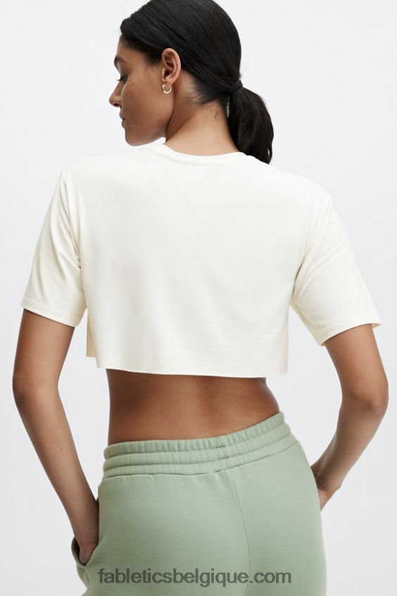 t-shirt ultra-court à manches courtes dry-flex femmes Fabletics 404P0T1955 blanc doux