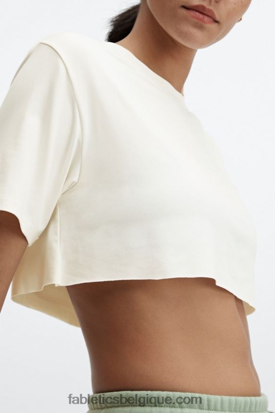 t-shirt ultra-court à manches courtes dry-flex femmes Fabletics 404P0T1955 blanc doux