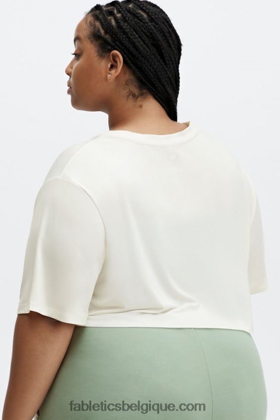 t-shirt ultra-court à manches courtes dry-flex femmes Fabletics 404P0T1956 blanc doux