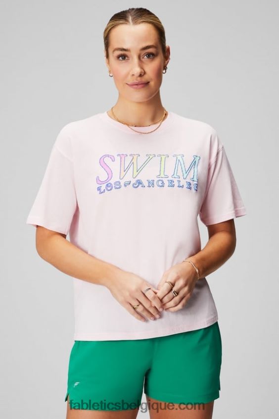 t-shirt vintage à manches courtes femmes Fabletics 404P0T1962 rose tendre/graphique