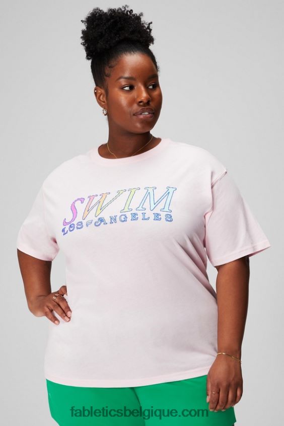 t-shirt vintage à manches courtes femmes Fabletics 404P0T1963 rose tendre/graphique