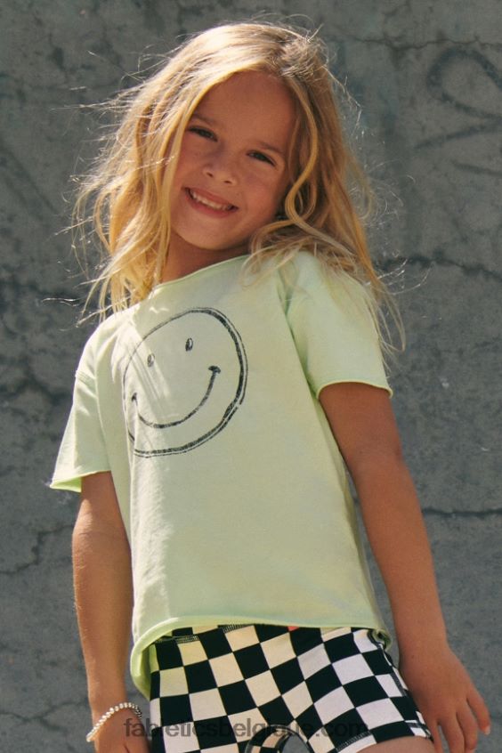 t-shirt vintage à manches courtes mini aliah femmes Fabletics 404P0T2026 aloès/noir