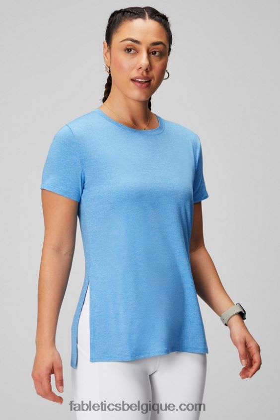 tunique à manches courtes dry-flex femmes Fabletics 404P0T1971 bruyère fleur bleue