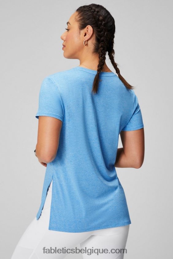 tunique à manches courtes dry-flex femmes Fabletics 404P0T1971 bruyère fleur bleue