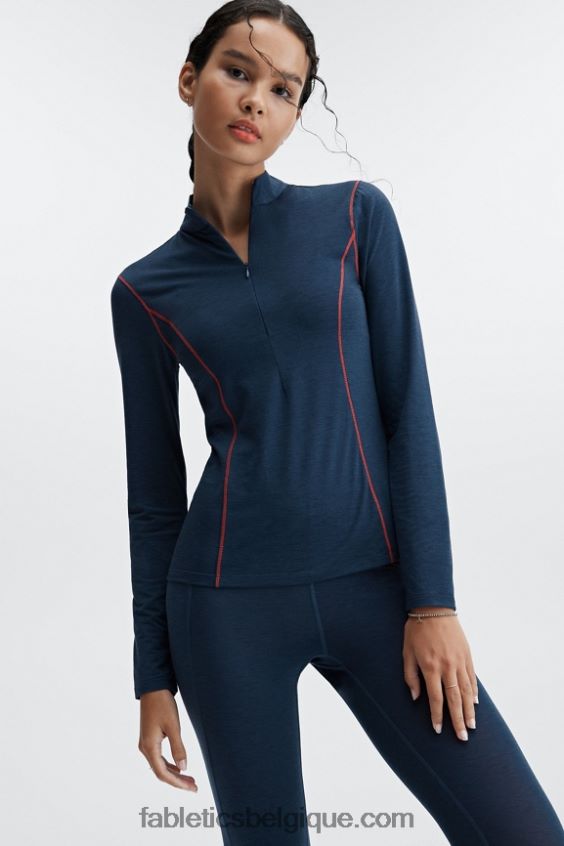 couche de base en laine à manches longues demi-fermeture éclair femmes Fabletics 404P0T2633 bleu nova chiné