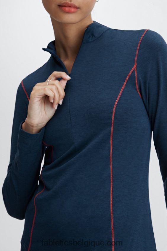 couche de base en laine à manches longues demi-fermeture éclair femmes Fabletics 404P0T2633 bleu nova chiné