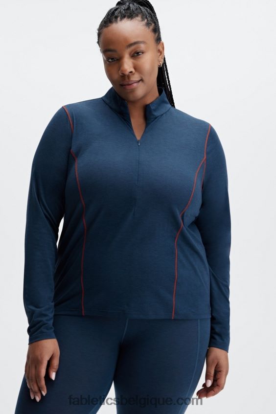 couche de base en laine à manches longues demi-fermeture éclair femmes Fabletics 404P0T2634 bleu nova chiné