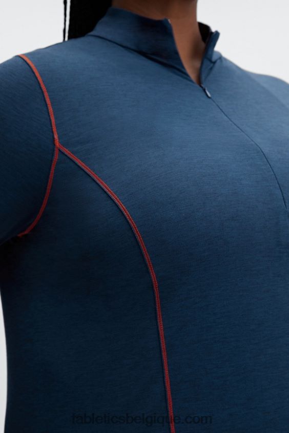 couche de base en laine à manches longues demi-fermeture éclair femmes Fabletics 404P0T2634 bleu nova chiné