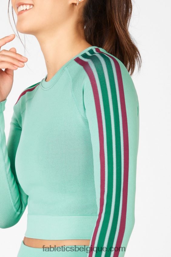 crop top à manches longues sans coutures aisley femmes Fabletics 404P0T2709 multi rayures bleu lunaire