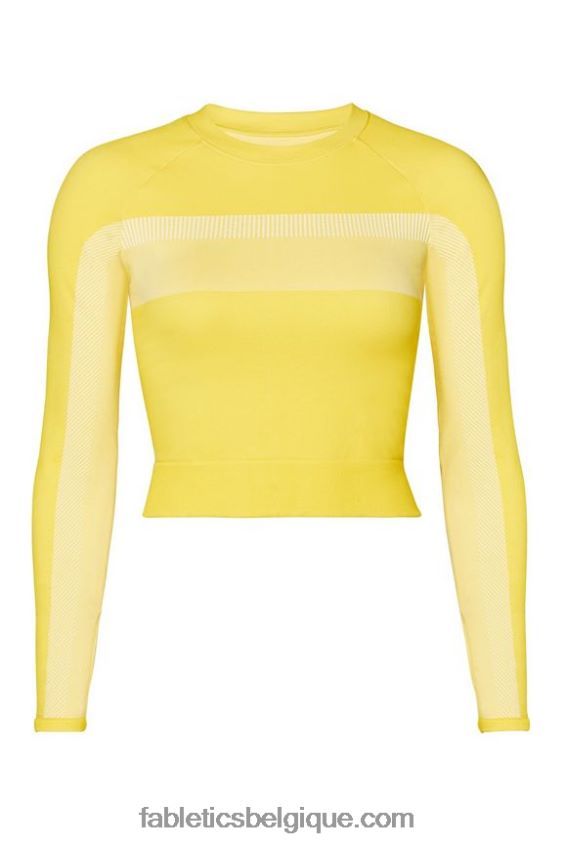 haut court à manches longues sans couture tory femmes Fabletics 404P0T2730 jaune vif/blanc