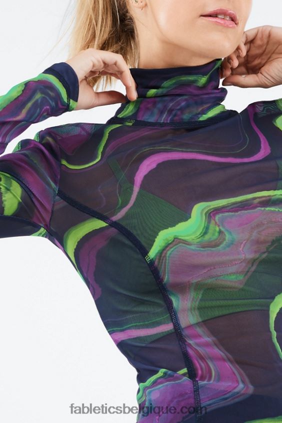 haut en résille à manches longues felicity femmes Fabletics 404P0T2689 vague de brume