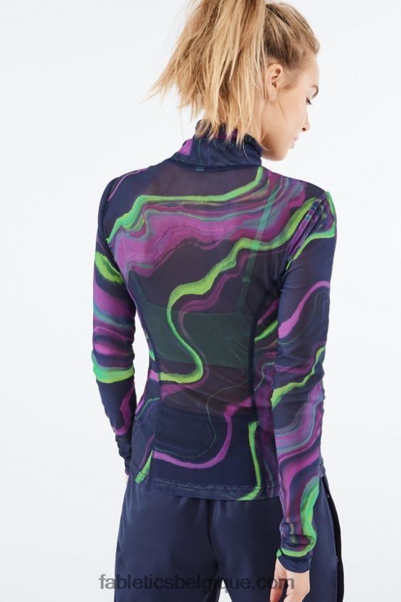 haut en résille à manches longues felicity femmes Fabletics 404P0T2689 vague de brume