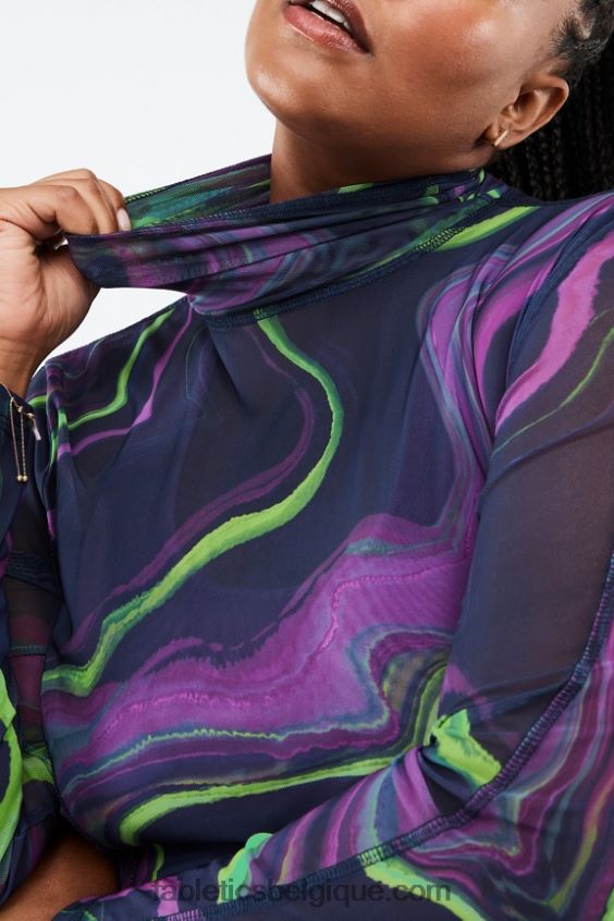haut en résille à manches longues felicity femmes Fabletics 404P0T2690 vague de brume