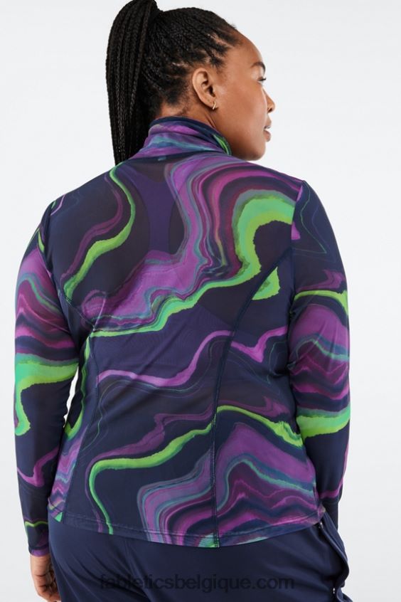 haut en résille à manches longues felicity femmes Fabletics 404P0T2690 vague de brume