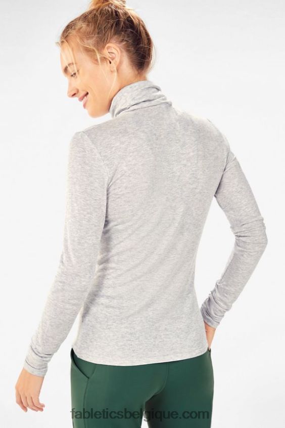 haut jess à manches longues et col roulé femmes Fabletics 404P0T2675 gris clair chiné