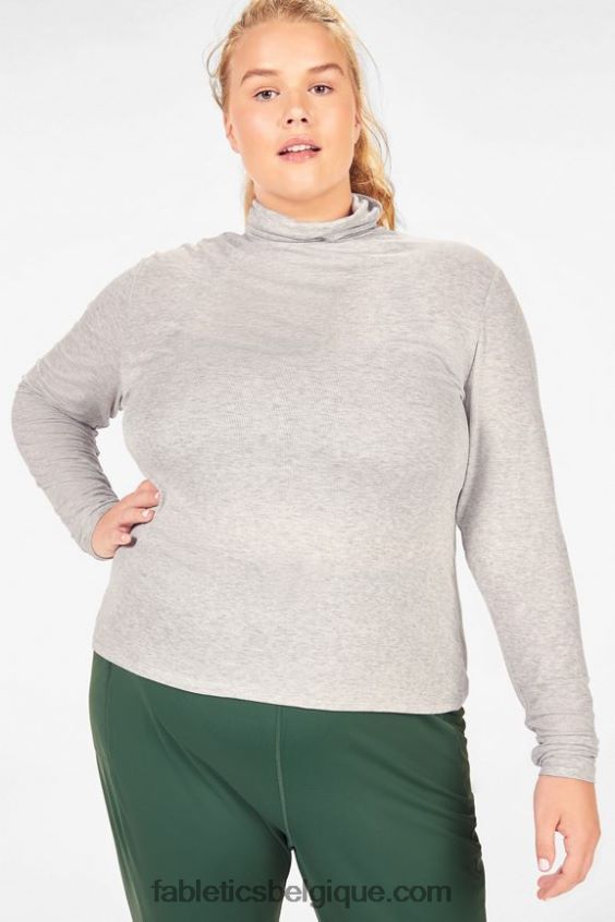 haut jess à manches longues et col roulé femmes Fabletics 404P0T2676 gris clair chiné