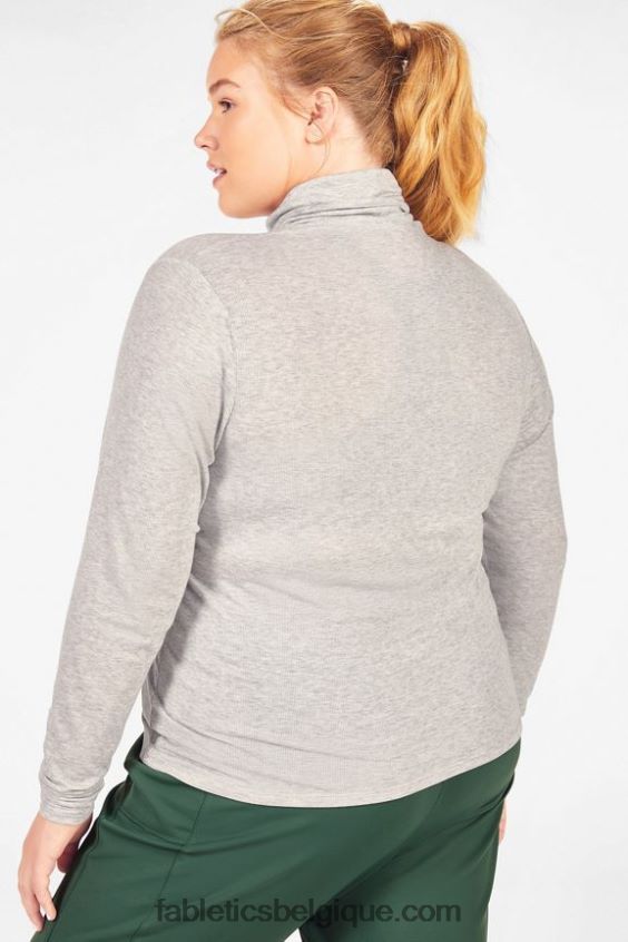 haut jess à manches longues et col roulé femmes Fabletics 404P0T2676 gris clair chiné