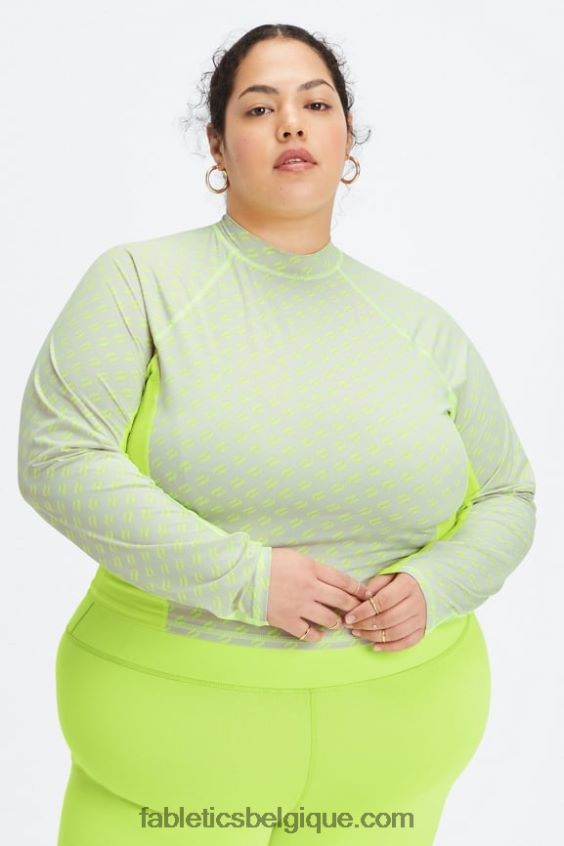 haut léger à manches longues femmes Fabletics 404P0T2629 tranche de logo de limeade