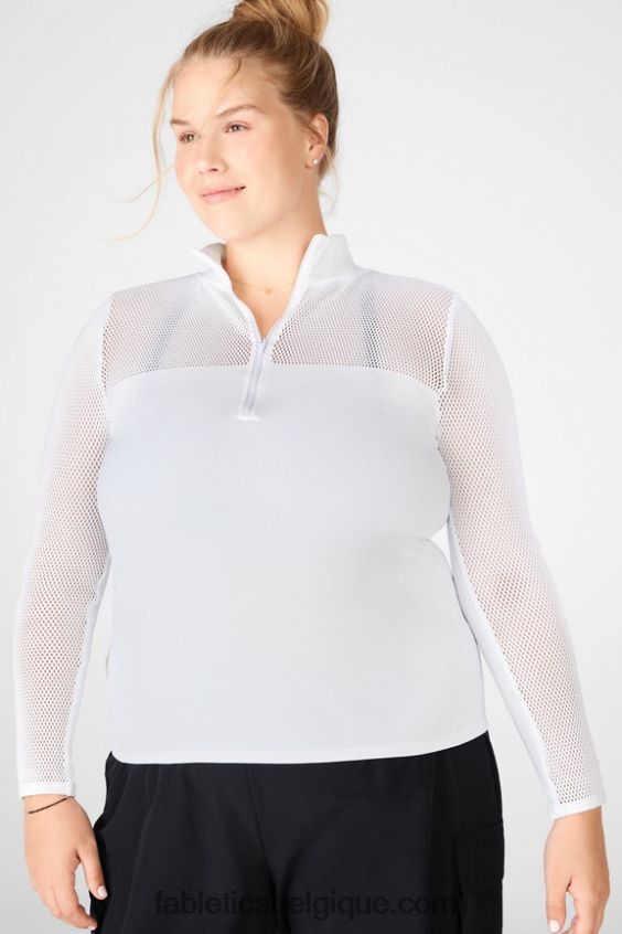 haut à manches longues en maille sculpturale arleta femmes Fabletics 404P0T2720 blanc