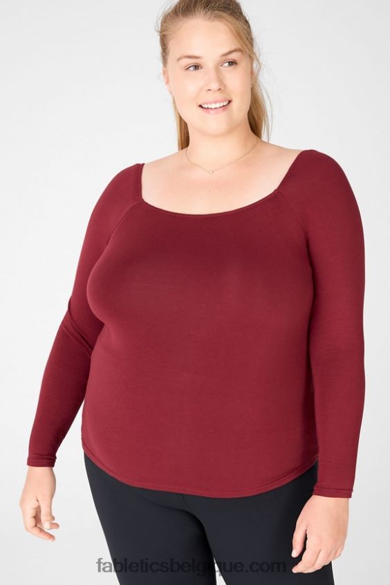 haut à manches longues kinsley femmes Fabletics 404P0T2724 rouge arroyo