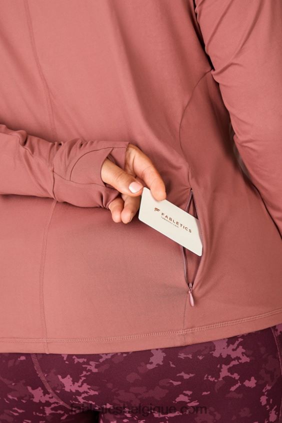 haut à manches longues phénix femmes Fabletics 404P0T2722 moka cerise