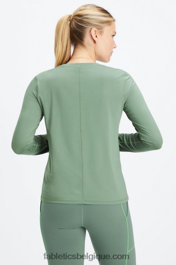 haut à manches longues phoenix lite femmes Fabletics 404P0T2614 fumée verte