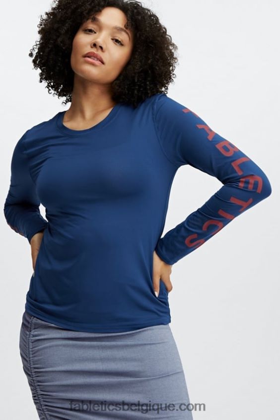 haut à manches longues phoenix lite femmes Fabletics 404P0T2618 pivoine marine/rouge rio