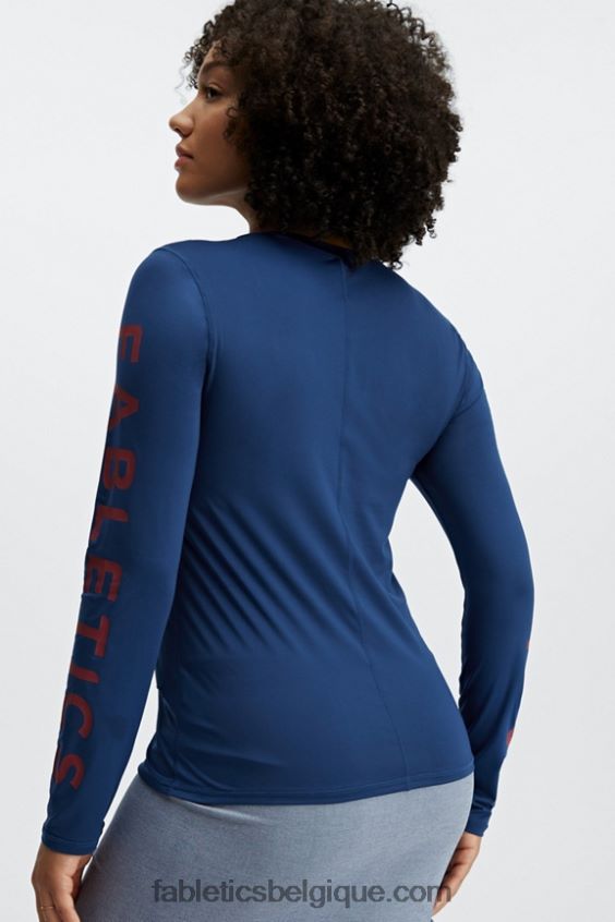 haut à manches longues phoenix lite femmes Fabletics 404P0T2618 pivoine marine/rouge rio