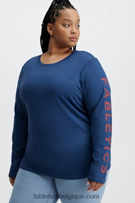 haut à manches longues phoenix lite femmes Fabletics 404P0T2630 pivoine marine/rouge rio