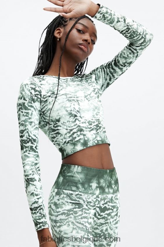 haut à manches longues sans coutures mari femmes Fabletics 404P0T2688 teinture de cravate de tigre