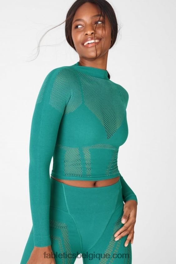 peyton haut à manches longues en maille sculpturale femmes Fabletics 404P0T2706 pin doux/sérénité