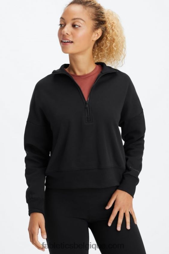 pull zippé à col montant catarina femmes Fabletics 404P0T2642 noir