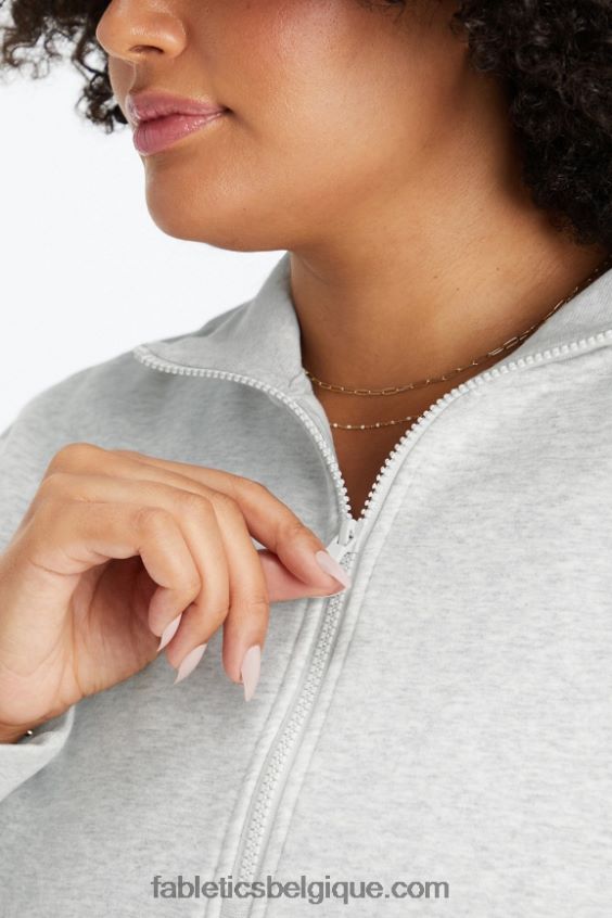 pull zippé à col montant catarina femmes Fabletics 404P0T2644 gris clair chiné